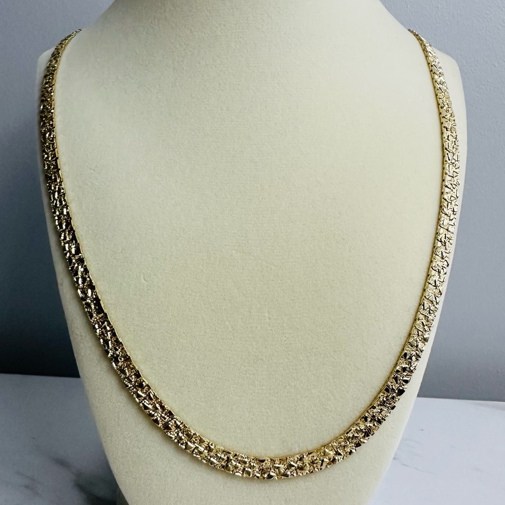 Golden Nugget Style Vintage 24” Gold Plated Necklace - Picture 3 of 13